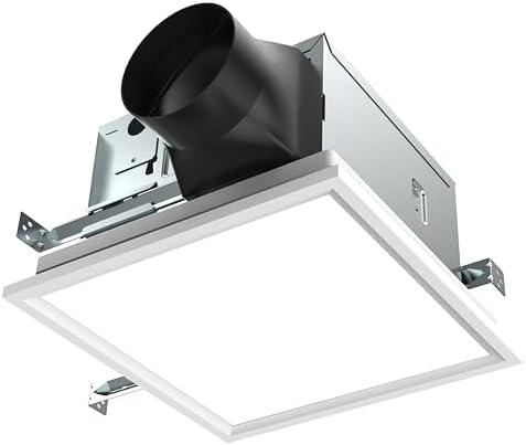 KAZE APPLIANCE SNP100HL9 | 100 CFM | 0.8 Sone | Energy Star Certified | Humidity Sensing | Dimmable 4000K LED | No Attic Access Required | Quiet Bathroom Ventilation Exhaust Extractor Fan