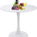 Round White Dining Table Modern Kitchen Table with Pedestal Base in Tulip Design, Mid-Century Leisure Table for 2 to 4 Personfor Kitchen, LivingRoom, Restaurant, Office, Cafe31.49inches, 28.7431.4931.49 Inches