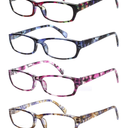 Kerecsen Reading Glasses 4 Pairs Fashion Ladies Readers Spring Hinge with Pattern Print Eyeglasses for Women (Mix Color -2, 2.00)
