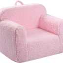 Kids Snuggly-Soft Sherpa Chair, Cuddly Toddler Foam Chair for Boys and Girls, Pink