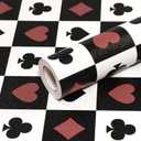 CAX Checkered Peel and Stick Wallpaper Black Red Wallpaper 17.3"x300" Poker Contact Paper Self Adhesive Mosaic Wall Paper DIY Removable Checkerboard for Shelf Liner,Cabinets, Bedroom, Living Room