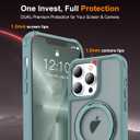 for iPhone 13 Pro Case 6.1 Inches 360Rotatable Magnetic Ring Invisible Stand,[Compatible with Mag-Safe] Military Shockproof Frosted Translucent Case,Cyan