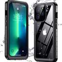 for iPhone 13 Pro Waterproof Case with Built-in Screen Protector, IP68 Rating, 360 Full Body Protection, Shock-Proof and Dust-Proof, Black