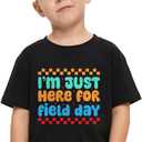 Boys Field Day Shirt for Kids Girls in My Field Trip Era T-Shirts Toddler Tops Graphic Flag Tee Short Sleeve 2-8T (Black)