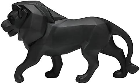 IDORTYBB Abstract Geometric Lion Statue Sculpture Art Animal Figurine Home Decorations for Living Room Book Shelves Bar Cabinet Desk Table Top Decor Centerpieces Ornament (A1, Black)