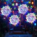 Outdoor Christmas Ball Lights 4 Pack Hanging 15.7" LED Garden Sphere Tree Lights 8 Modes Waterproof Glow Globe Light with Memory Timer Plug for Yard Porch Eave Patio Home Bedroom Decoration-Multicolor
