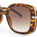 Fashion Oversized Square Women and Men Sunglasses Vintage Hollow Luxury Sun Glasses UV400 Gradient Shades (Leopard Frame/Gradient Brown Lens M6)