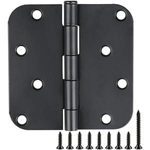 12 Pack Black Exterior Door Hinges 4 Inch Matte Black Door Hinges 4 Inch Black Hinges for Doors Rounded Edge 5/8" Radius Corners Door Hardware Security Commercial Grade Door Hinge 4"x 4" JIW