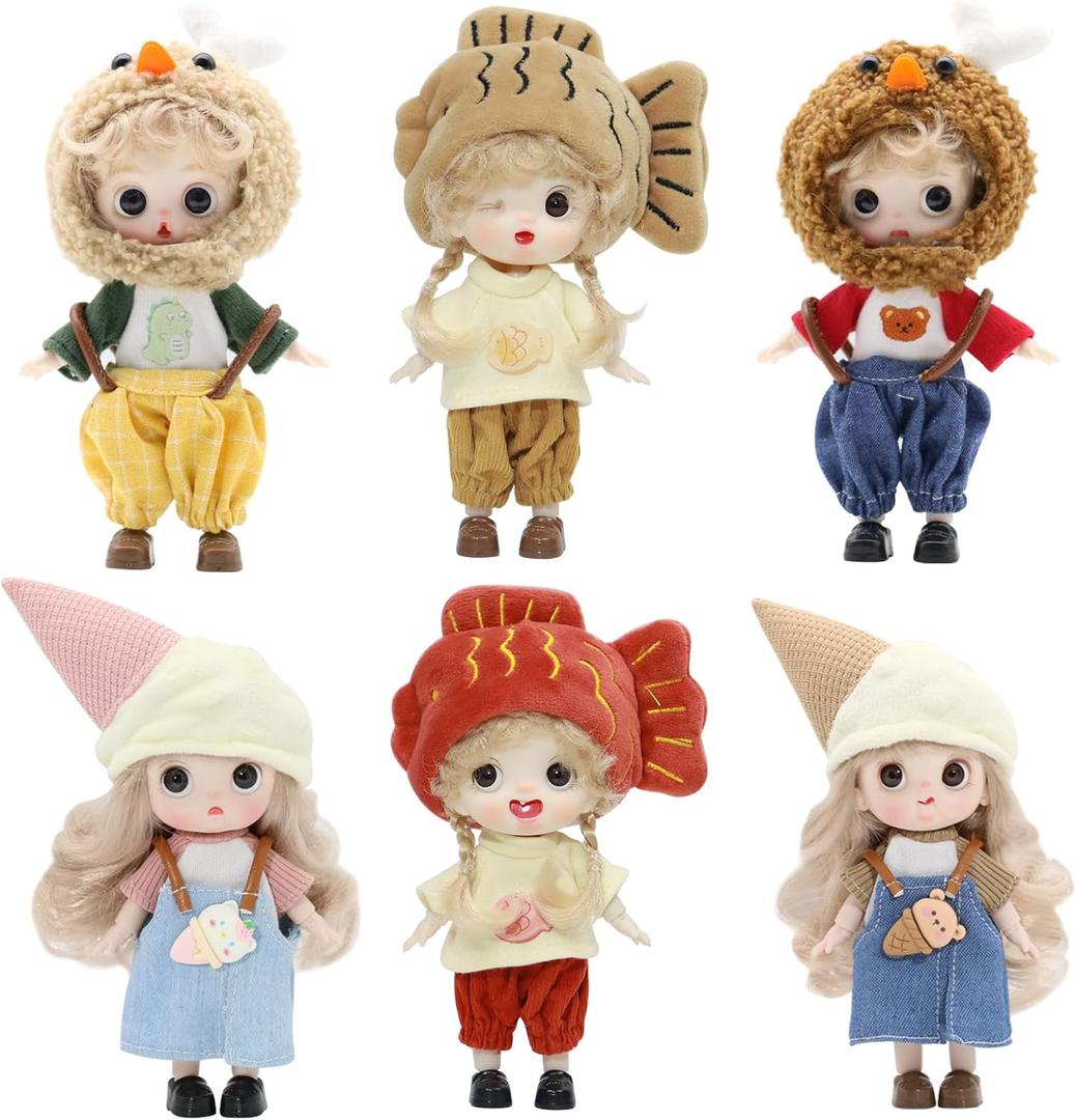3 x BJD Blind Box Cute Figures, Collectible Poseable OB11 Doll with 1/12 Scale Removable ClothesSurprise Gift Single Random Mystery Box-Japanese Foodie Fun Series