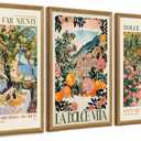 SYWENNOI Triptych, Italian Landscape Framed Cnavas Wall Art, 24x36 in each