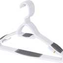 Set of 5 Deluxe Non Slip Hangers by Neatfreak! - Space Saving Hangers for Clothes, Pants, Jackets and Shirt 5 Pack,White/Grey