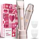 Bikini Trimmer for Women 2 in 1 Electric Razors Shaver Facial Hair Removal for Women Pubic, Armpit, Face &Precision Areas, IPX7 Waterproof,Rechargeable Dock, Rose Golden