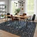 Wonnitar Vintage Floral Rugs for Living Room, Washable 8x10 Area Rugs, Low Pile Non Shedding Stain Resistant Rugs for Bedroom Dining Room Home Office Department,(Blue,8x10)