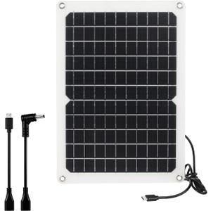 USB C Solar Panel 5V 10W: Small Solar Panel with Micro-USB & USB-C & Barrel Port 3.5mm High Performance Monocrystalline for Camera,Water Pump,Small Fan,Camping Lanterns