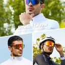 Sport Cycling Sunglasses for Men - Women 3 Pack Baseball Shades Sports Glasses for Running MTB Bike Softball (B-blue Orange Gold)