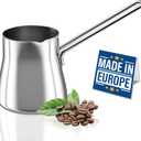Crystalia Turkish Coffee Pot 18/10 Stainless Steel, Stove Top Tea Maker, Milk Warmer, Greek Arabic Coffee Cezve Briki, 29 oz (Silver, Large)