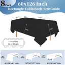 8 Pack Black Tablecloths 60x126 Inch Table Cloths for 8 Foot Rectangle Tables, Wrinkle Resistant Washable Rectangular Fabric Table Cover for Dining Wedding Banquet Camping Party