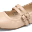DREAM PAIRS Girls Dress Shoes Slip on Ballerina Flats Mary Jane Ballet Shoes for Wedding/Party,Size 3 Little Kid,Nude
