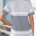 LilyCoco Womens Striped Shirt Color Block Crewneck Short Sleeve T Shirt Grey X-Large (Gray, XL)
