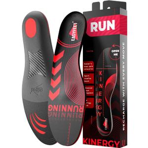 Running Athletic Shoe Insoles Men Women - Sport Insole - Shock Absorption Inserts - Walking Hiking Hockey Tennis Basketball - Orthotic Comfort Cushions Inserts Sneakers (M (Men 9-10.5/Women 10-11.5), Red)