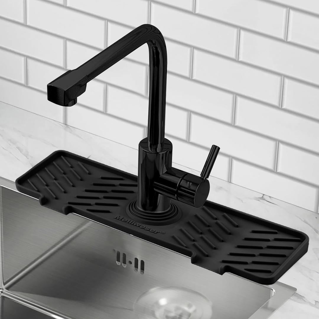 Kitchen Sink Splash Guard,1  PCS Silicone Tray for Kitchen faucets to Prevent Splash, Kitchen Supplies, Silicone Faucet Splash Catcher Draining Pad,for Kitchen, Bathroom, Bar, RV
