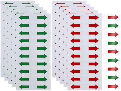 Mini Skater 200pcs Directional Arrow Stickers PVC Marking Sign Tape Label for Seal Fixing Removable Adhesive Decal Instructions Sticker Waterproof Arrow Sign,10mm Non-Sticky at the End (Green+Red)
