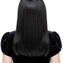 Black Wig with Bangs Women Movie Gothic Cosplay Wigs with Wig Cape for Halloween Party