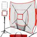 7'7' Baseball Softball Practice Net,Baseball Backstop,with Batting Tee,for Hitting Pitching Batting Catching with Bow Frame,Bonus Strike Zone