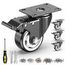 HOLKIE 3 Inch Caster Wheels Set of 4, Heavy Duty PP Plate Casters with Dual Locking Safety Brake, 1000lbs Total Capacity Hard Polypropylene Swivel Wheels for Workbench, Trolley, Garage