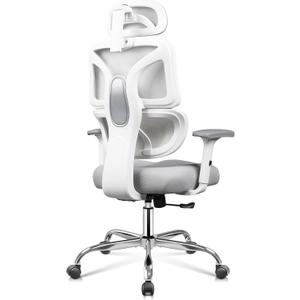 DEVAISE Office Chair Big and Tall Reclining Ergonomic Desk Chair for Long Hours, Comfy Breathable Mesh, Adjustable Armrests with Lumbar Support, White