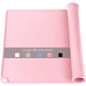 Standard Silicone Mat Pink Baking Mat-Multipurpose Kid Placemat Reusable Kitchen Countertop Mat Dough Pad with Raised Edges Silicone Heat Resistant Mat for Air Fryer (1Pack 23.6'' x 15.7'')
