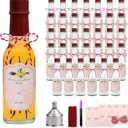 5oz Hot Sauce Bottles with Lids,Clear Woozy Bottles with Shrink Capsules,Small Wine Making Bottles With Lids for Bottling,Empty 5oz Glass Vanilla Extract Bottles With Red Caps Set of 35