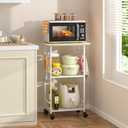 Rolling Kitchen Microwave Cart, 3 Tier Microwave Table Stand with Adjustable Shelf, Kitchen Storage Rack on Wheels, Coffee Station Cart Rack Shelf Organizer for Living Room Office, Balcony (White)