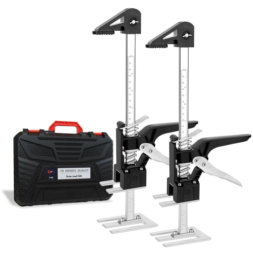 Labor Saving Handle 12" Lever Tool Lifts 2pcs, Wall Tile Locator, Multifunctional Lift Height Adjuster, Door Panel, Lifting Cabinet Jack, Lifts 6.69" Holds 330 lbs (Black Swan)