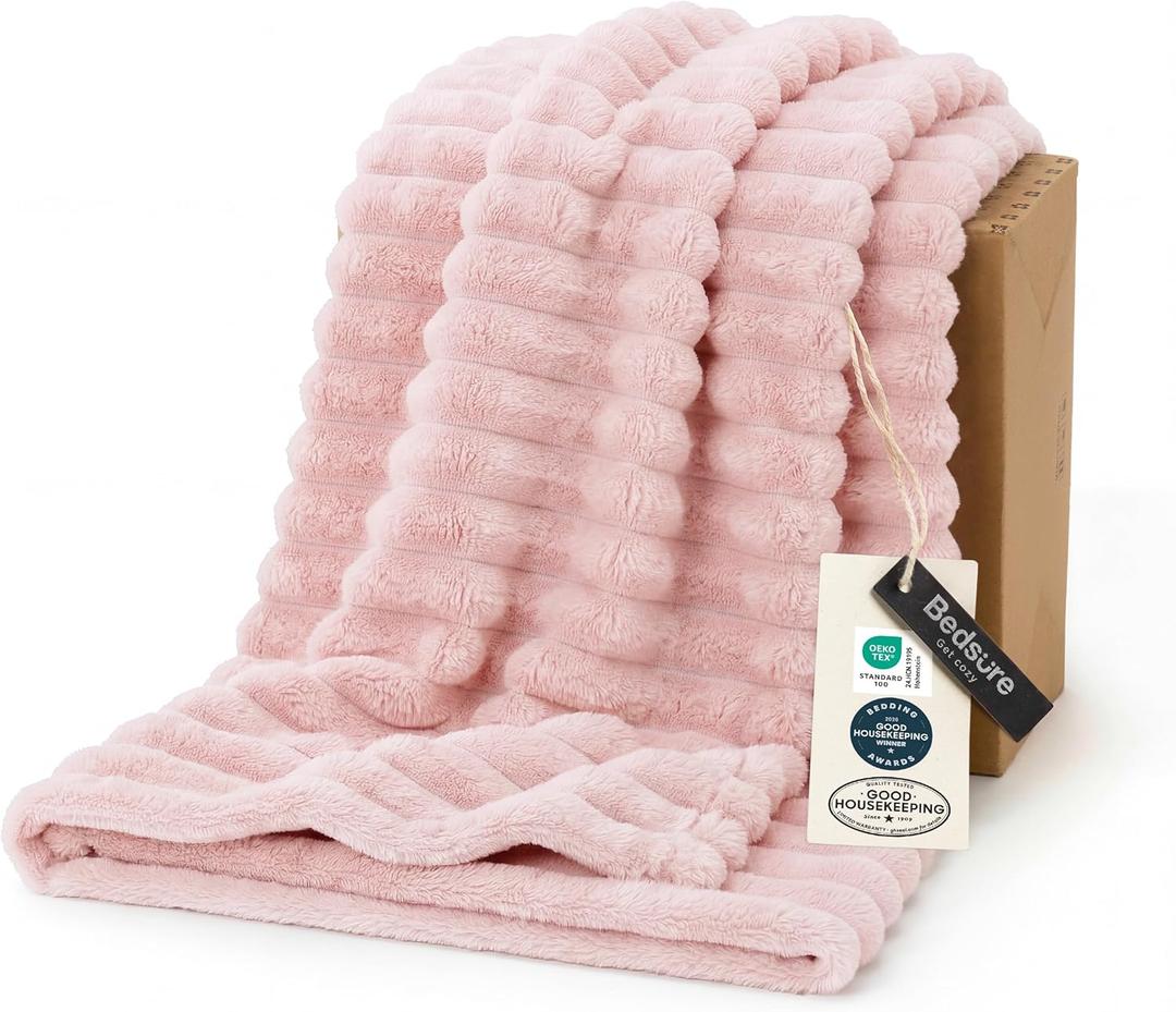 Bedsure GentleSoft Crystal Pink Fleece Blanket for Couch - Cozy Soft Blankets for Women, Cute Small Throws for Girls, 60x80 Inches