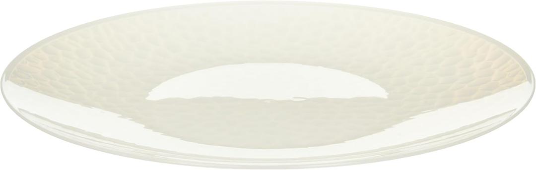 Blue Sky Organic 13" Hammered White Transparent Plastic Charger Plates - 4 Count | Durable & Stylish for Elegant Dining Events