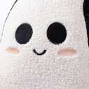 WDS WONDROUS Ghost Pillows Halloween Decor  Ghost Shaped Throw Pillow for Home, Soft Stuffed Fun Ghost Cushion Halloween Decorations Indoor  Cute Black and White Halloween Pillow  15.8x12.6in