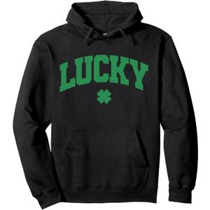 Lucky, Shamrock Men Women Kids Irish St. Patrick's Day Pullover Hoodie, 2XL