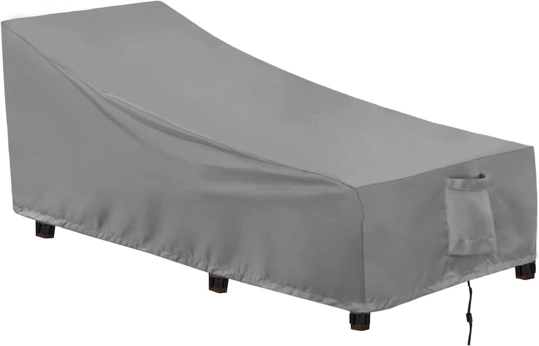OutdoorLines Outdoor Waterproof Patio Chaise Lounge Chair Cover - UV Resistant Lounger Covers Heavy Duty Weatherproof Patio Sofa Furniture Covers, 1 Pack, 84Wx32Dx32H Inches, Gray