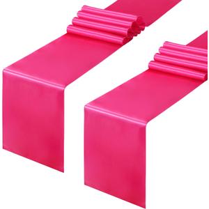 Horbaunal 2 Pack Hot Pink Satin Table Runner 12 x 108 Inch, Smooth Table Runners for Wedding Banquets Birthday Party