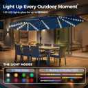 SUPERJARE 13ft Outdoor Patio Umbrella with Solar Lights, Double-sided Deck Pool Umbrella with 1.5 Inch Pole, Fade Resistant Canopy, 12 Sturdy Ribs, for Porch, Market, Backyard, Navy Blue(No Base)