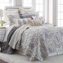 Levtex Home - Tamsin Grey Quilt Set - King Quilt + Two King Pillow Shams - Modern Paisley - Grey Taupe Off-White - Quilt Size (106x92in.) and Pillow Sham Size (36x20in.) - Reversible - Cotton
