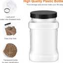 Kifmurase 8Pcs Square Clear Plastic Jars with Pinch Handle, Plastic Storage Jars with Screw-on Lids, 37 OZ Reusable Wide Mouth Canisters for Dry Goods, Cookies, Candy
