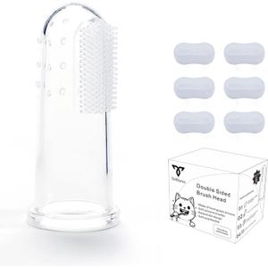 6 Pack Pet Finger Toothbrush for Dogs & Cats - Vet-Recommended Soft Silicone Bristles Dog Dental Care Kit, Cat Dental Hygiene Supplies, Plaque Remover for Puppy Kitten & Adult Pets(6 Colors)