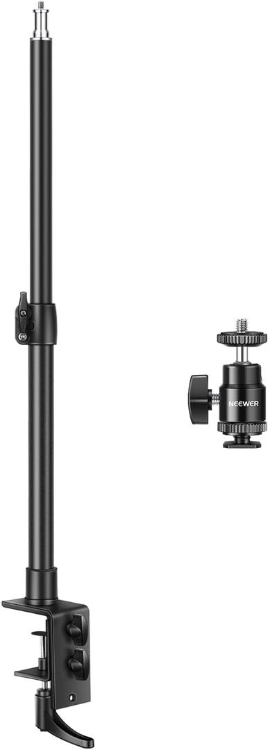 NEEWER Camera Desk Mount with C Clamp, 2 Pack 13.8"-23.6" Adjustable Desktop Light Stands with 1/4" Ball Heads Cold Shoe Adapters Long Handles for Webcam DSLR Camera Monitor Ring Light, Max Load 5kg