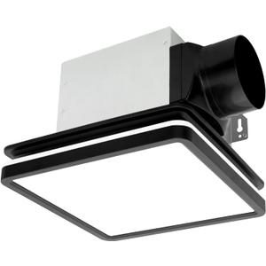 Akicon Bathroom Exhaust Fan with Light, 80CFM 2.0 Sones Exhaust Fan for Bathroom Ceiling, 15W Dimmable 3CCT LED Lights & 3.5W Nightlight Vent Fan for Home, Shower Room, Square, Black