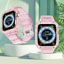 CRIS-BAND Bumper Bands Compatible with Apple Watch Band 45mm 44mm 42mm 41mm 40mm 38mm for Women Men, Water Shock-Proof Strap for iWatch Apple Watch Band with Case for Series 9 8 7 6 SE 5 4 3 2 1 (Jelly-Pink)