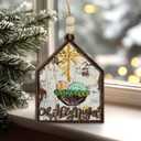 2 x Oh Holy Night Nativity Ornament 2025  Wooden Christmas Tree Decoration with Baby Jesus in Manger & Star of Bethlehem  Rustic Christian Holiday Ornament & Faith Gift