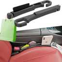 2 Pack Car Seat Gap Filler with Storage, Organizer, Hook & Emergency Glass Breaker, Universal for Cars Trucks SUVs, Stop Items from Falling
