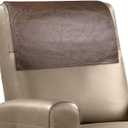 Recliner Headrest Protector Faux Leather Headrest Cover for Recliner Chair Headrest Cover Chair Arm Covers Couch Headrest Cover for Furniture Sofa Protector for Home Office 17 x 27In (Brown)
